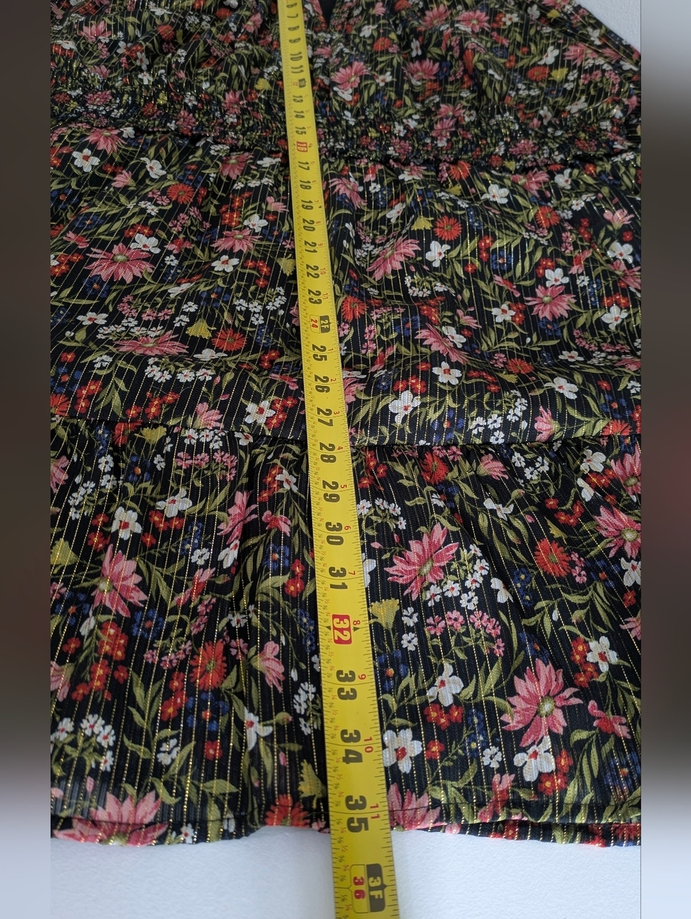 Old Navy Waist-Defined Floral Shine Boho Tie Neck Ruffled Mini Dress Sz XXL Euc - Picture 11 of 14